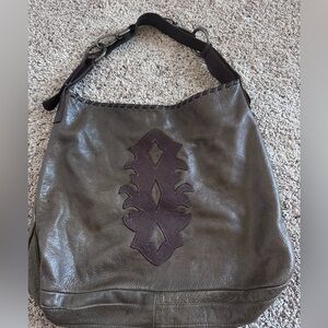 Carla Mancini Olive and Brown Leather Shoulder Bag